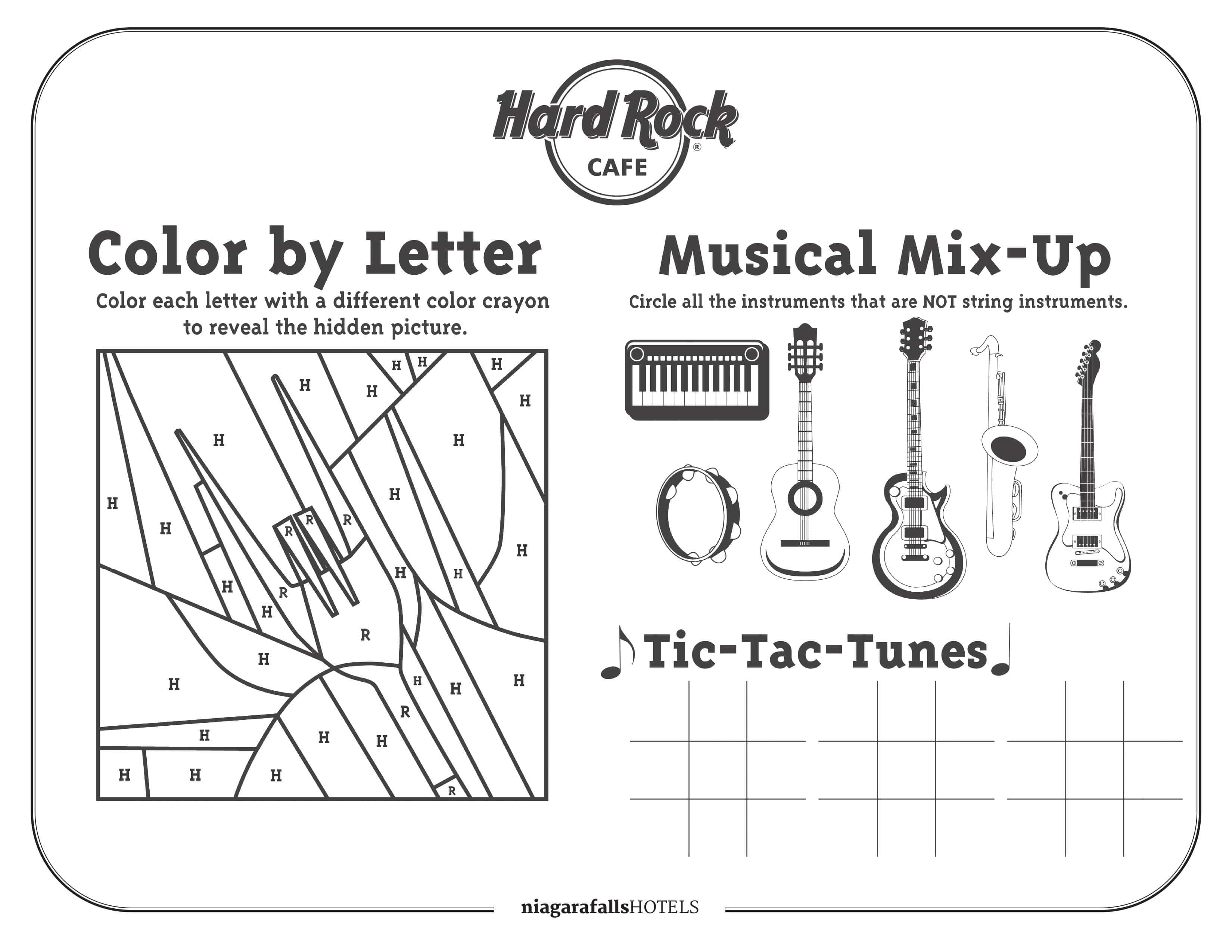 Hard Rock Cafe Colouring Page